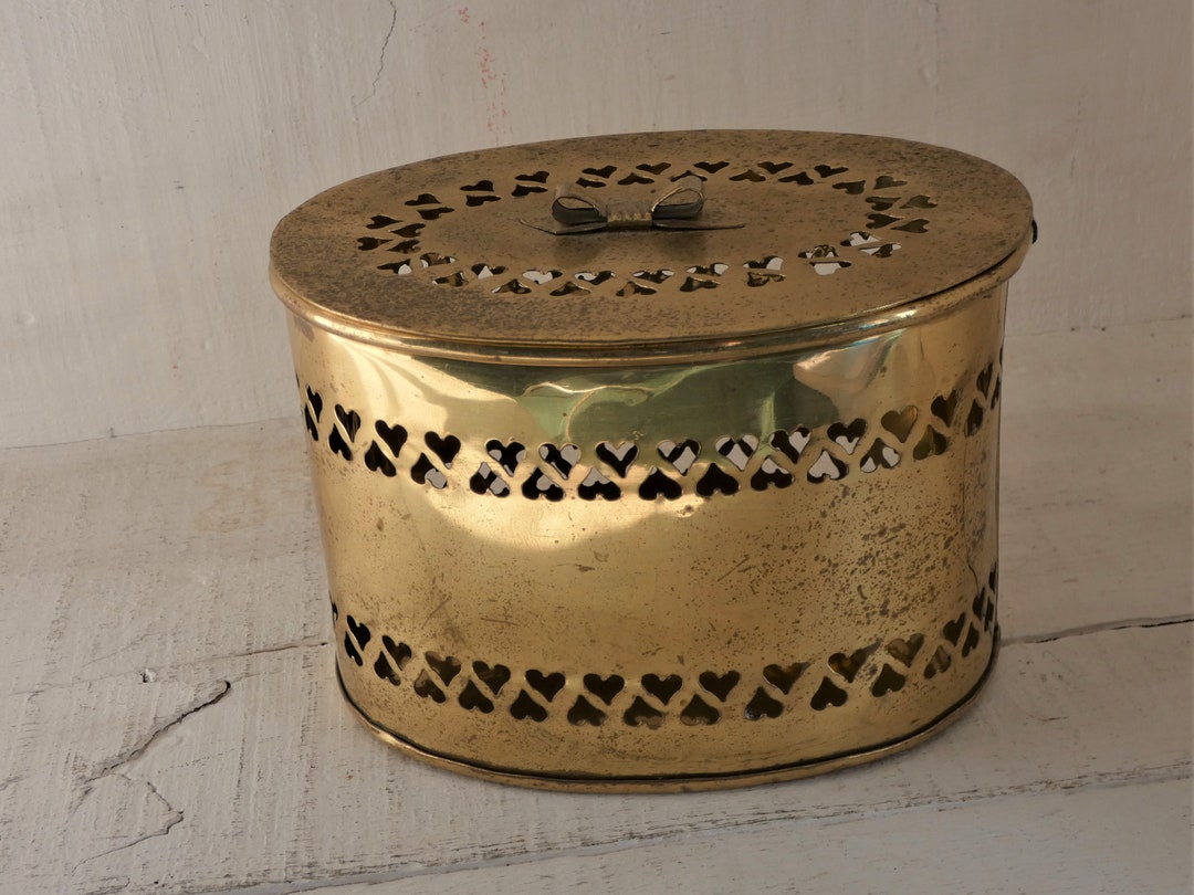 Vintage Brass Box With Lid and Cut Out Heart Detail Etsy