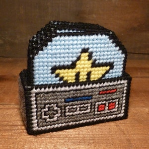 Handcrafted Nintendo Mario Brothers yarn art plastic canvas coaster set