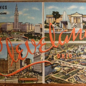 Vintage post card &quot;Greetings from Cleveland Ohio&quot; linen postcard