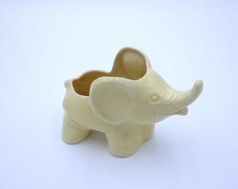 Vintage yellow ceramic elephant planter