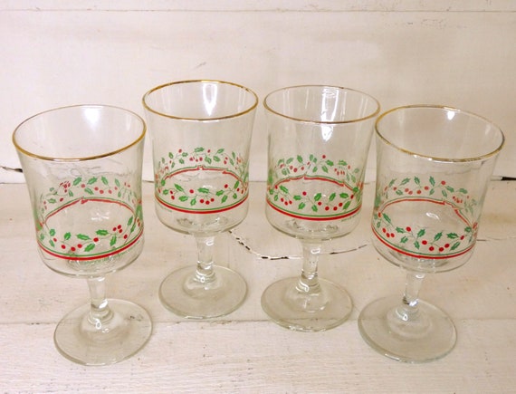 Vintage Arby's 1984 Christmas Collection Holly & Berries Glasses