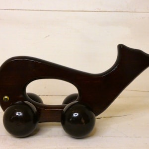Vintage Wooden Whale Rolling Toy