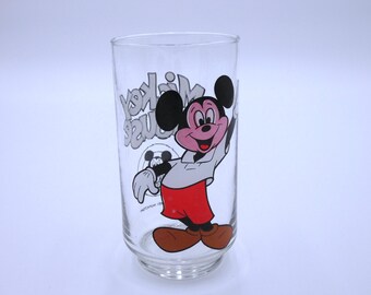 Vintage 1980s Collectible Mickey Mouse Club Glass-Walt Disney Productions