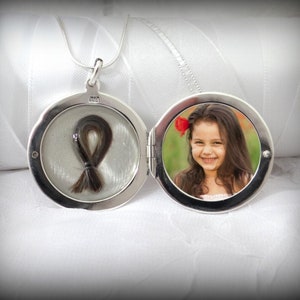 Locket in Sterling Silver - Lock of Hair and Photo options