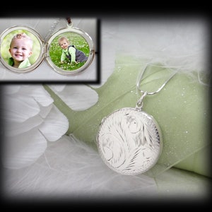 Sterling Silver Engraved Locket / Lock of Hair and Photo option