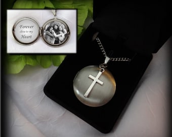 Cross Locket for Men or Women with photos placed for you