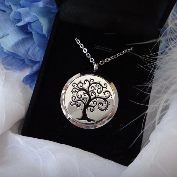 Stainless Steel Essential Oil Diffuser Locket or Cologne Diffuser in Tree of Life Design