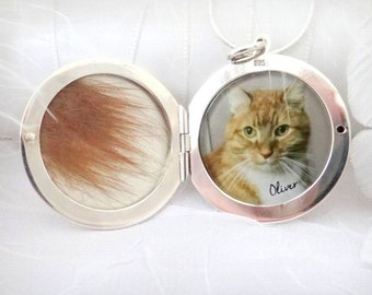 Cat and Moon Locket Necklace - 1 or 2 Photos