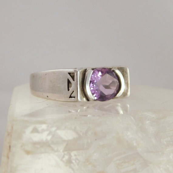 Amethyst Ring 1.2 Carats Sterling Silver 1980s Si… - image 2