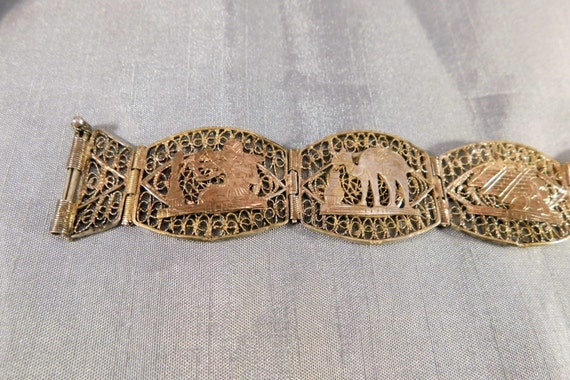 Vintage Egypt Bracelet Silver Gold Filigree Egypt… - image 6