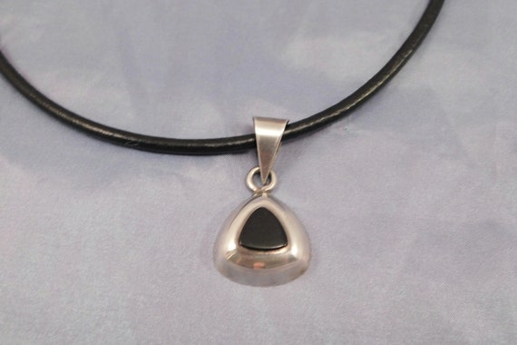 Vintage Onyx Mexico Silver 925 Pendant Triangle N… - image 7