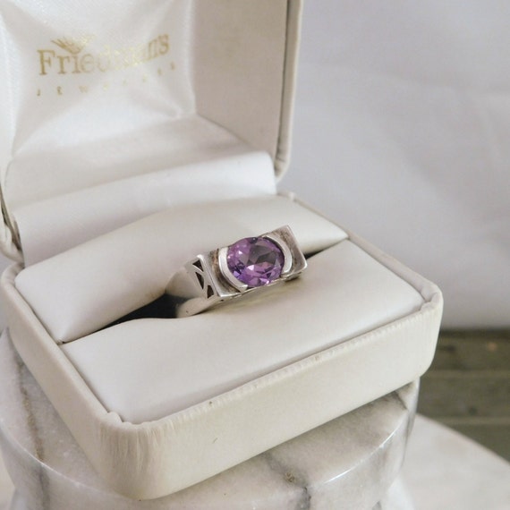 Amethyst Ring 1.2 Carats Sterling Silver 1980s Si… - image 9