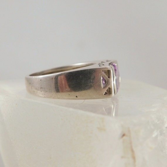 Amethyst Ring 1.2 Carats Sterling Silver 1980s Si… - image 3