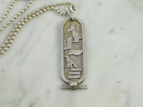 Egyptian Revival Silver Cartouche Sterling Silver… - image 5