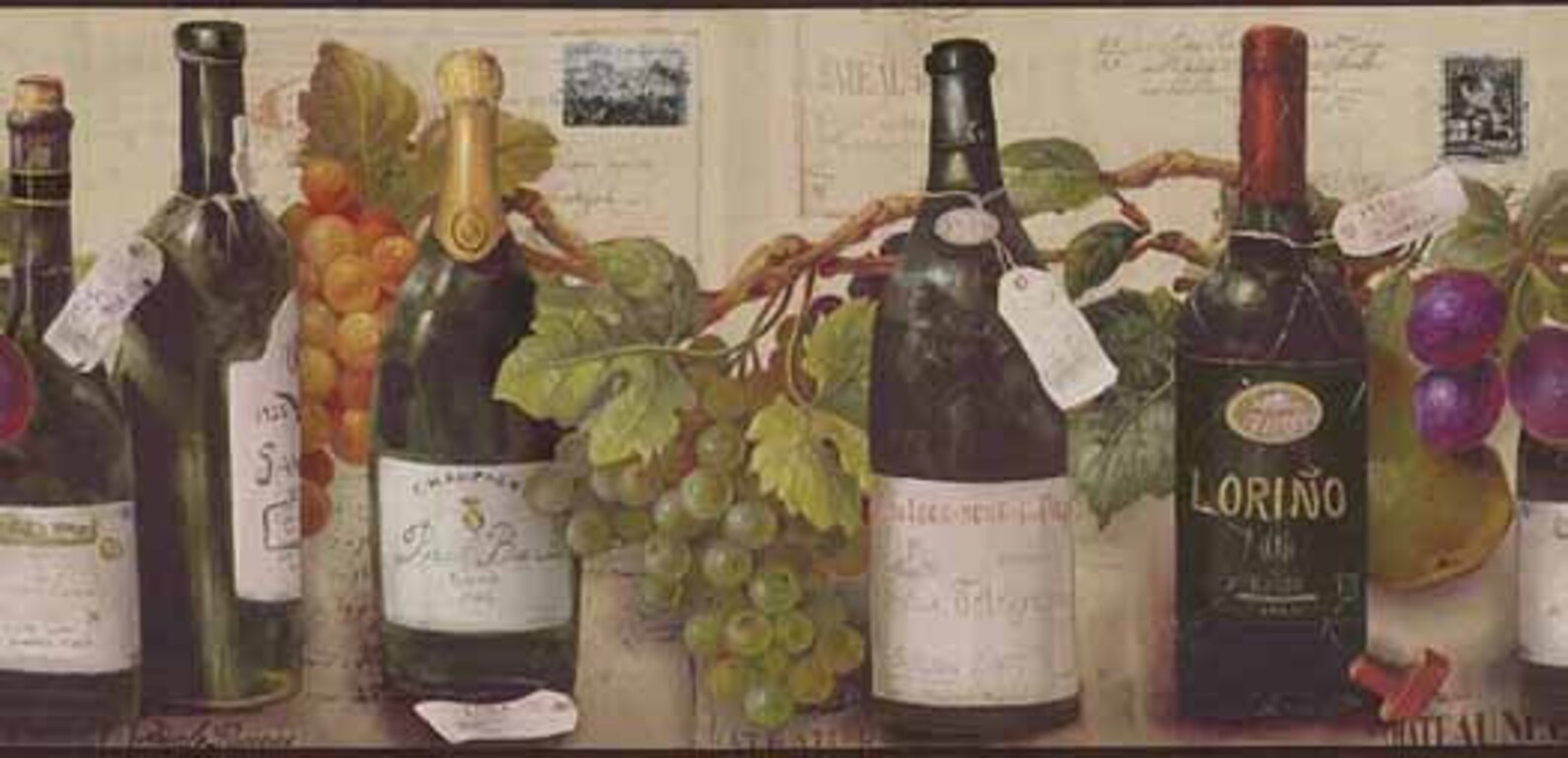 Wine Wallpaper Border Kitchen Wall Decor Champagne & Wine Etsy