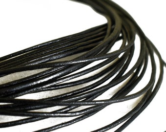 Black Leather Cord 1.5mm, Greek Leather Round Cord, Necklace Cord, Jewelry Supplies, 1 meter