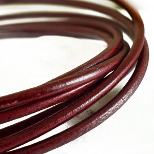 Red Leather Cord 4mm, Dark Red Greek Leather Cord, Necklace Cord, Jewelry Supplies, 1 meter image 1