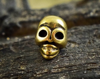 4 pcs Antique Bronze Skull Beads, 10x6mm Slider beads, 3d Skull Beads, small Antique Bronze beads, bead Jewelry Supplies