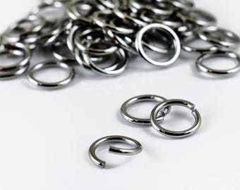 Jump Rings 8mm, Rhodium Plated Open Jump Rings, 8mm x 6mm x 1mm,  Link Connectors, Brass Jumprings, 15 pieces