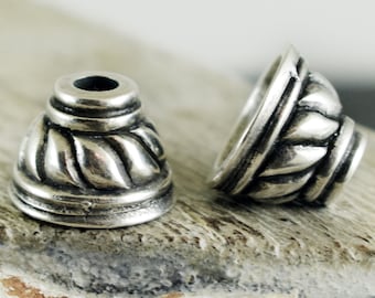 Bead Caps 9x12mm, Antique Silver Bali Style Bead Caps, End Caps Connectors, DIY Beads, Jewerly Making, 2 pieces