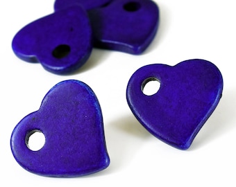 Blue Ceramic Heart Pendant, Ceramic Love Heart Charm 27mm, Heart Valentine Bead, Jewellery Supplies, 1 piece