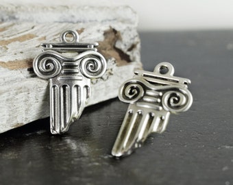 Column Charm, Greek Column Pendant, Ancient Greece charm, 25x17mm Ionic rhythm Column, 1 piece