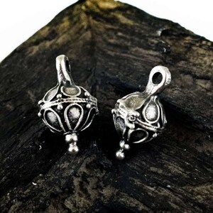 2 Drop Beads, Antique Silver Ball 20x11mm, Bali Style Dangle Pendants Charms image 2