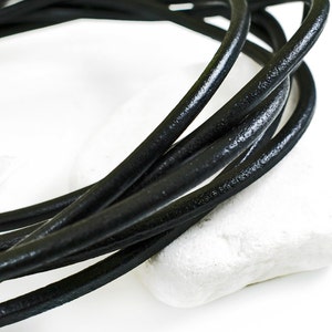 Leather Cord 5mm, Black Greek Leather Cord, Necklace Cord, Jewelry Supplies, 1meter image 1