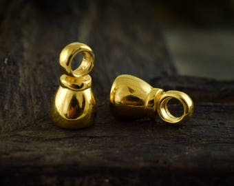 Capuchons d’extrémité Gold Tone, extrémités de cordon 8x14mm pour cordon jusqu’à 5mm, 4 pièces
