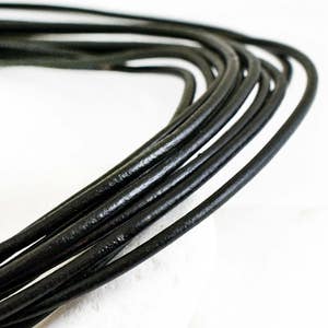 3mm Leather Cord, Black Greek Leather Cord, Necklace Cord, Jewelry Supplies, 1 meter image 2