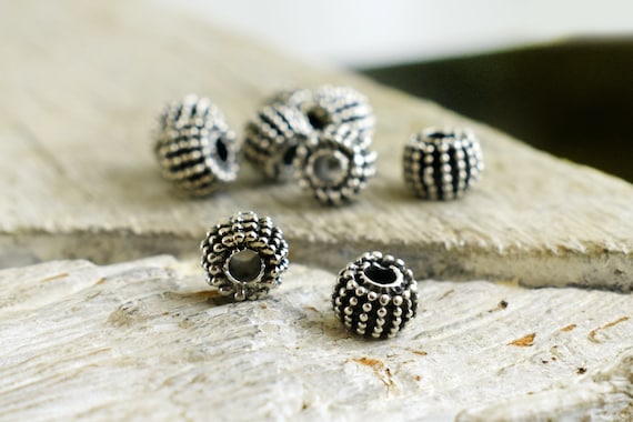 10 Pieces Beads Antique Silver Tone Beads Saucer Beads 11mm