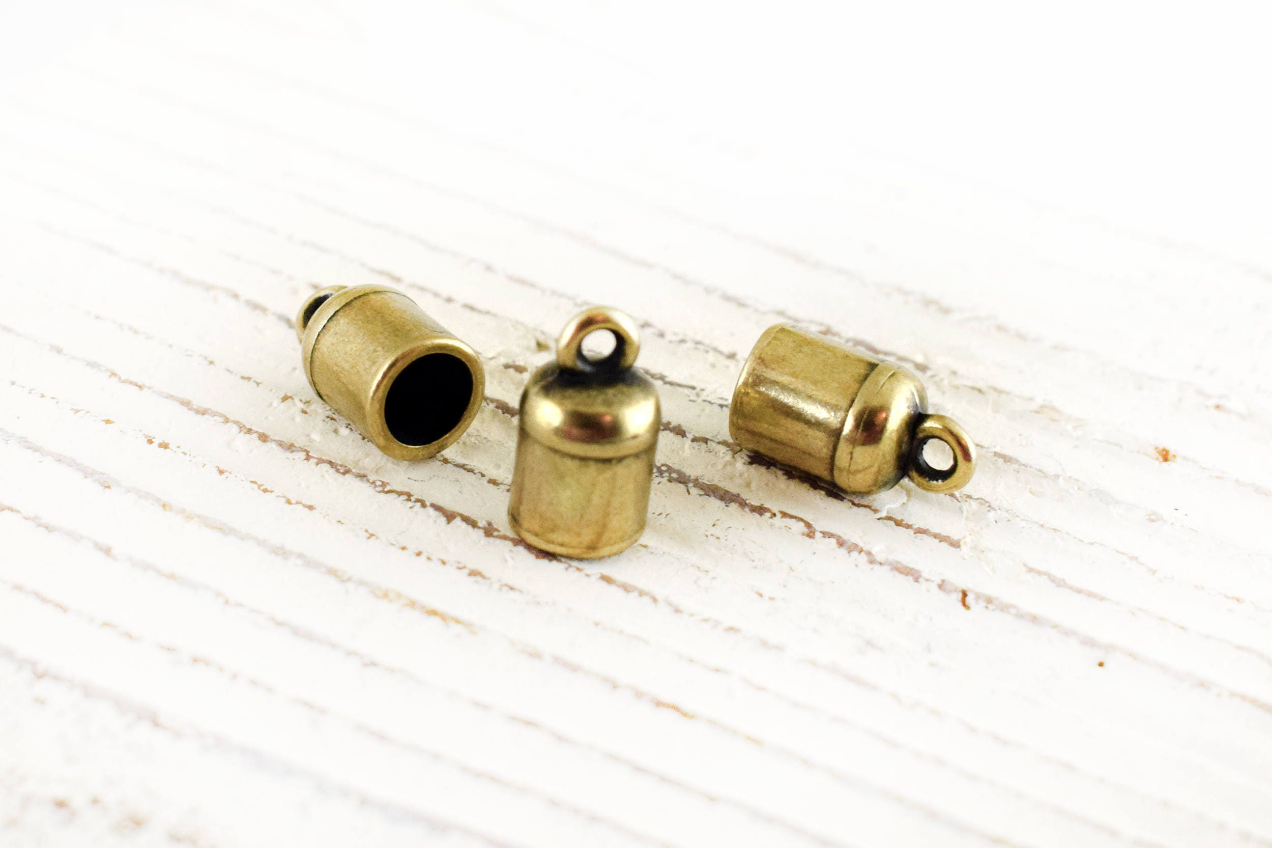4 pcs Antique Bronze End Caps Cord Ends 13x7mm Barrel End Etsy