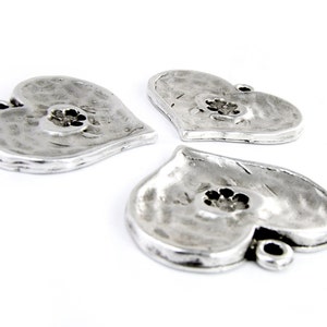 Antique Silver Heart Pendant, Love Pendant 34x37mm, Metal Heart Pendant, Valentine Large Charm, Pendant for Jewelry Making image 7