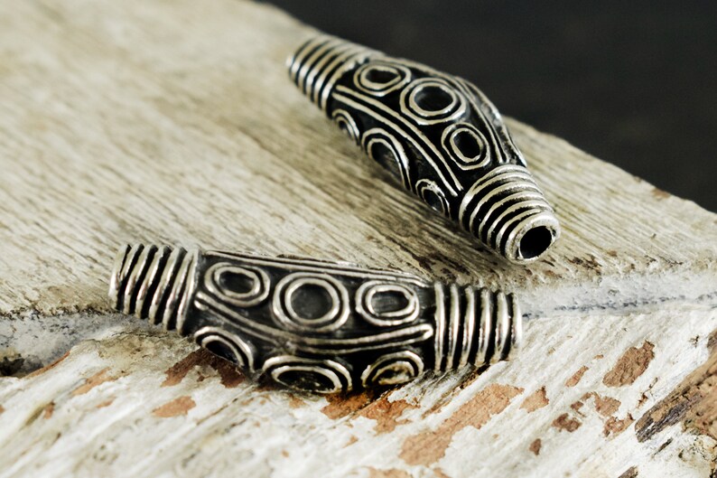 Ethnic Curved Bead Antique Silver Cord Slider Bead 34x10mm Etsy