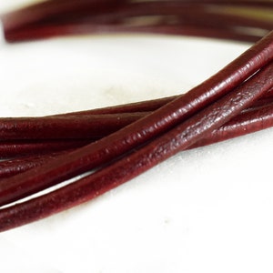 Red Leather Cord 4mm, Dark Red Greek Leather Cord, Necklace Cord, Jewelry Supplies, 1 meter image 3