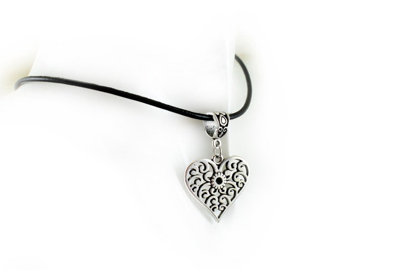 Heart Filigree Pendant 24mm Antique Silver Heart Charm With - Etsy