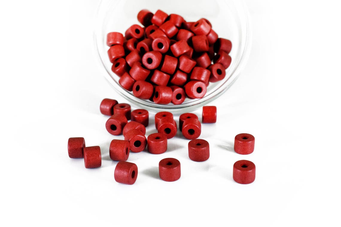 Red Ceramic Tube Beads 9x7mm Spacer Beads Washer Ceramic Etsy