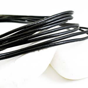 3mm Leather Cord, Black Greek Leather Cord, Necklace Cord, Jewelry Supplies, 1 meter image 3