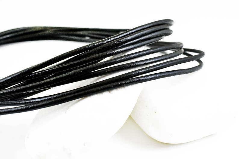 3mm Leather Cord, Black Greek Leather Cord, Necklace Cord, Jewelry Supplies, 1 meter image 3