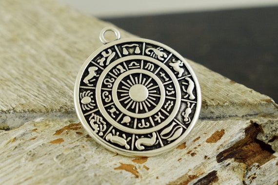 Zodiac Pendant 30mm Astrology Pendant Horoscope Star Signs