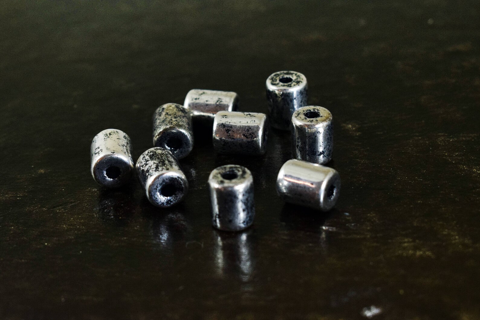 Silver Ceramic Tube Beads 11x9mm Column Spacer Beads Etsy