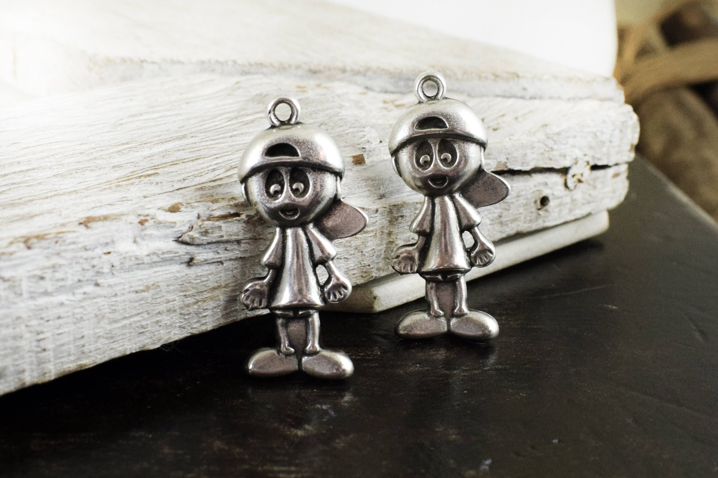 Antique Silver Boy Pendant Charm 17x37 mm Little Boy Charm Etsy