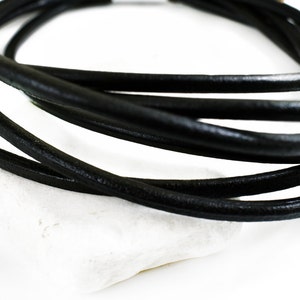 Leather Cord 5mm, Black Greek Leather Cord, Necklace Cord, Jewelry Supplies, 1meter image 2