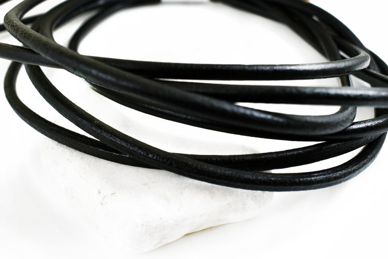 Leather Cord 5mm, Black Greek Leather Cord, Necklace Cord, Jewelry Supplies, 1meter image 2