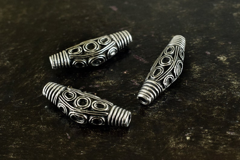 Ethnic Curved Bead Antique Silver Cord Slider Bead 34x10mm Etsy