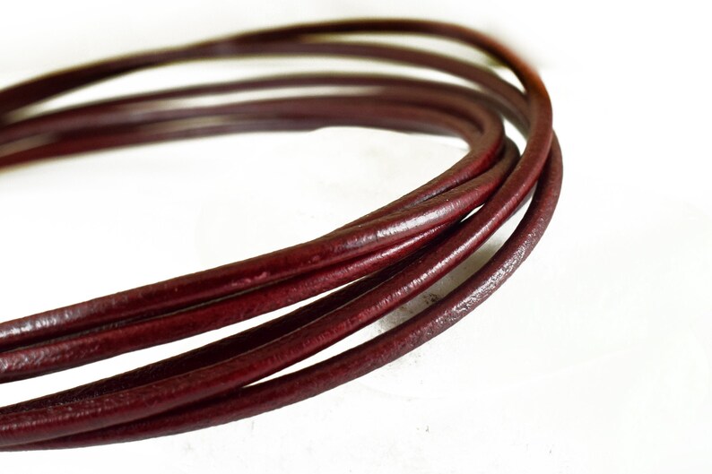 Red Leather Cord 4mm, Dark Red Greek Leather Cord, Necklace Cord, Jewelry Supplies, 1 meter image 1