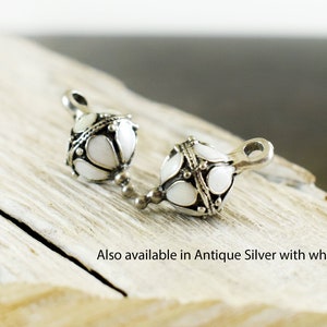 2 Drop Beads, Antique Silver Ball 20x11mm, Bali Style Dangle Pendants Charms image 8