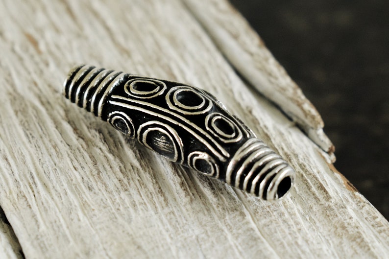 Ethnic Curved Bead Antique Silver Cord Slider Bead 34x10mm Etsy