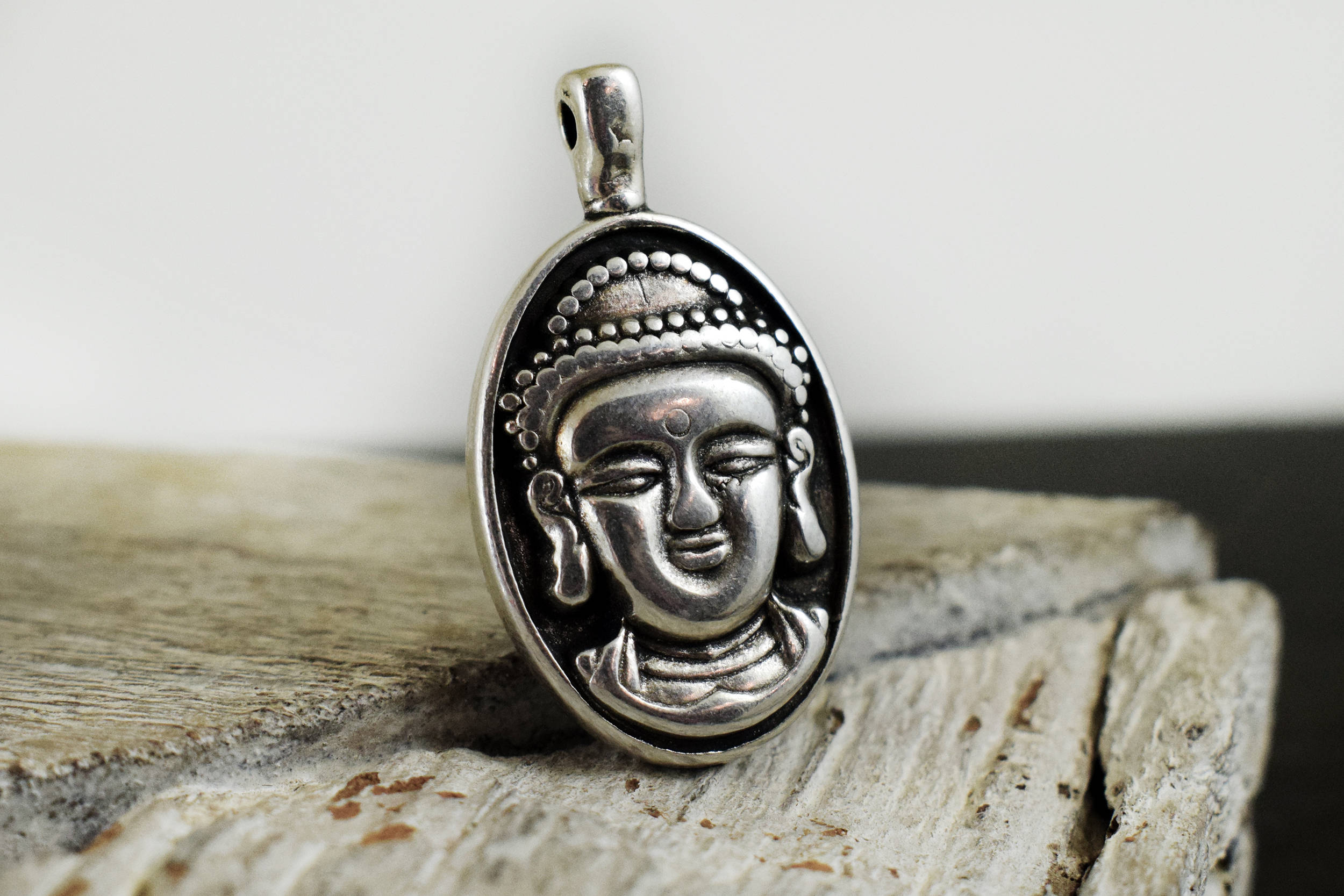 Buddha Pendant 18x31mm, Antique Silver Buddha Head Charm Jewelry