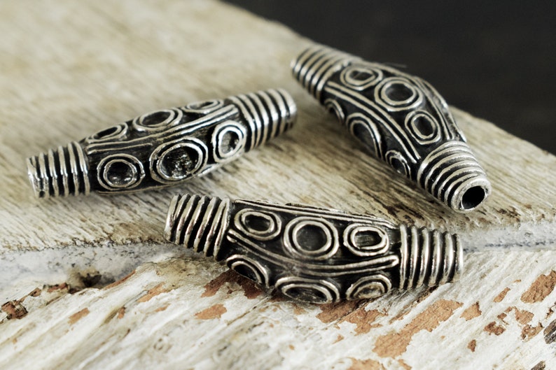 Ethnic Curved Bead Antique Silver Cord Slider Bead 34x10mm Etsy